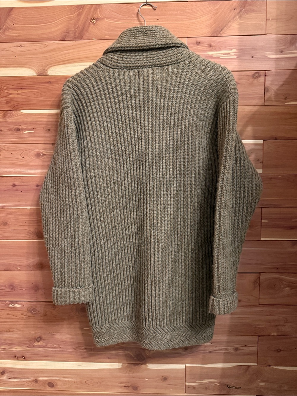 Vintage Ralph Lauren Country Ribbed Shawl Collar Cardigan in Taupe - Picture 10 of 10